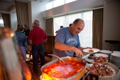 The folks from Pinkerton Tobacco have their kickoff dinner at the Osteria Pronto restaurant at the JW Mariott Indianapolis on May 27th 2017