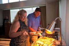 The folks from Pinkerton Tobacco have their kickoff dinner at the Osteria Pronto restaurant at the JW Mariott Indianapolis on May 27th 2017