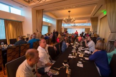 The folks from Pinkerton Tobacco have their kickoff dinner at the Osteria Pronto restaurant at the JW Mariott Indianapolis on May 27th 2017
