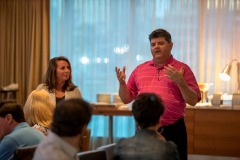 The folks from Pinkerton Tobacco have their kickoff dinner at the Osteria Pronto restaurant at the JW Mariott Indianapolis on May 27th 2017