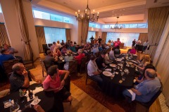 The folks from Pinkerton Tobacco have their kickoff dinner at the Osteria Pronto restaurant at the JW Mariott Indianapolis on May 27th 2017